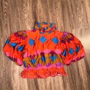 Olivaceous Vibrant Geometric Blouse